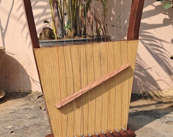 10 String Rosewood Lyre Harp Old World Musical Instrument with Carry Bag & Tuning Key