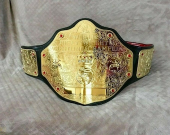 Big Gold World Heavyweight Wrestling Championship Belt Gold Plated Adult Size 2mm Brass