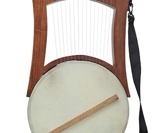 15 String King David Style Rose Wood Lyre Harp with Carry Bag & Tuning Key
