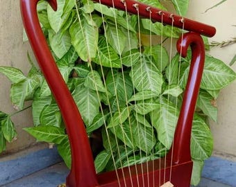 10 Strings King David Lyre Harp Rosewood Megiddo Style with Bag & Tuning Key