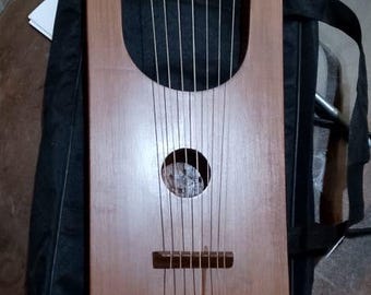 7 String Rose Wood Lyre Harp with Carry Bag & Tuning Key