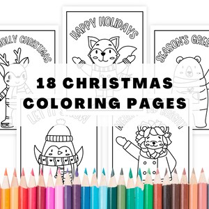 Kids Christmas Colouring Pages, Christmas Coloring Sheets, Cute Christmas Animals, Christmas Sayings, Printable Instant Download, US Letter