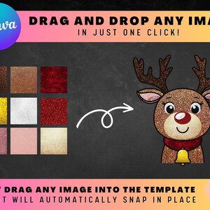 Christmas Rudolf the Reindeer CANVA FRAMES, Easy Drag and Drop Editable ...