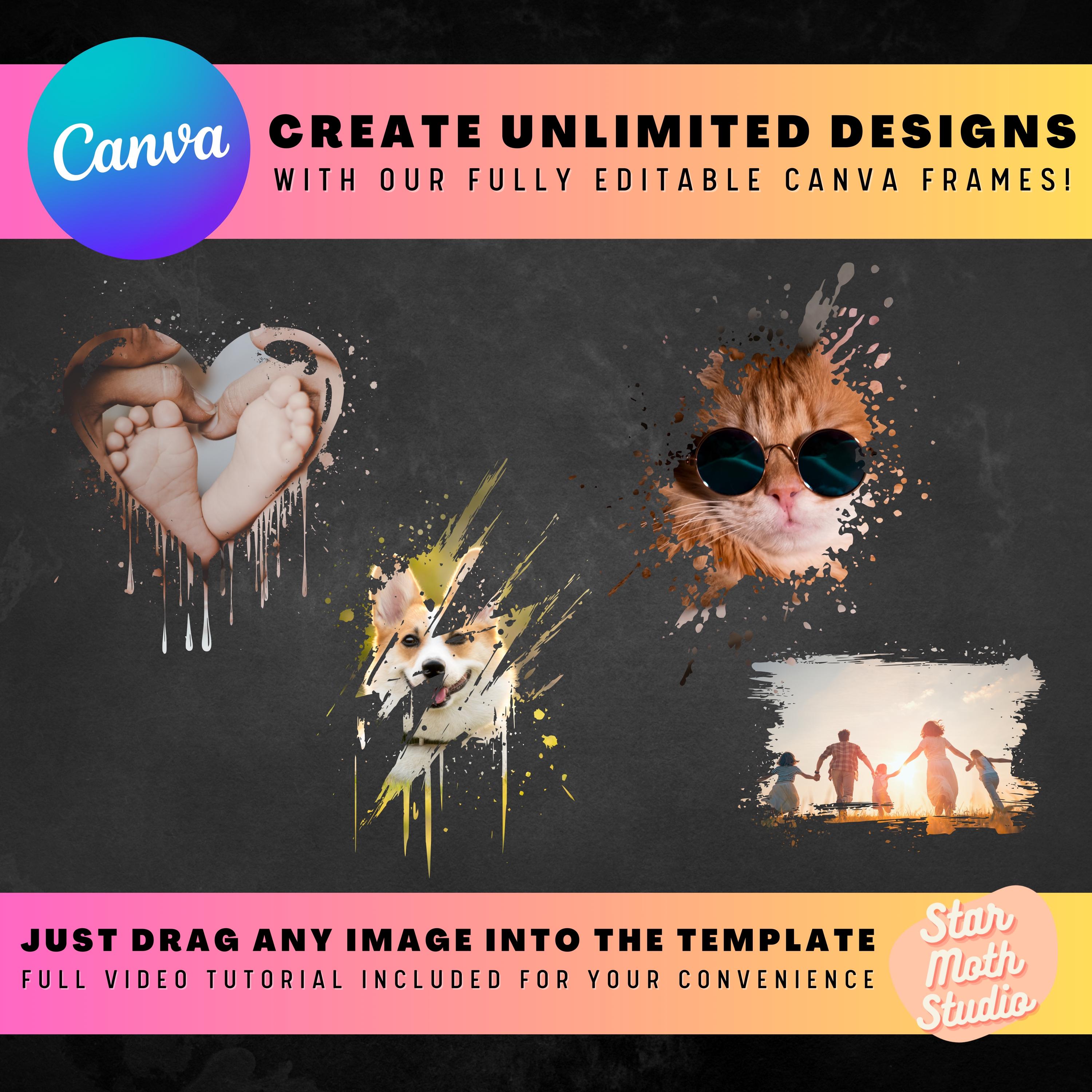 Bleach Effect Distressed Edge CANVA FRAMES, Drag and Drop Editable ...