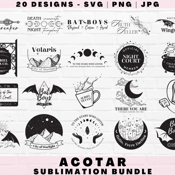 Officially Licensed - 20 ACOTAR Svg Bundle, ACOTAR Cut Files For Cricut, ACOTAR Designs For Sublimation,  Shirts, Stickers