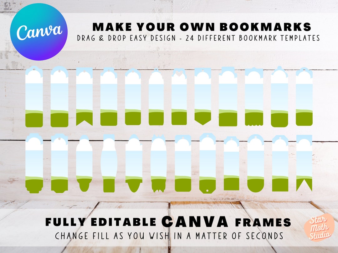 Make Your Own BOOKMARKS on CANVA 24 Editable Canva Element Etsy