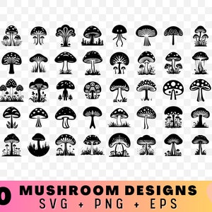 Mushroom SVG Bundle, Mushroom Silhouette Clipart, Mushroom Cutfiles for Cricut, Fungi Svg PNG, Sublimation Design Files