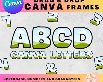 CANVA LETTERS ALPHASET - Llene el suyo propio, arrastre y suelte, paquete de alfabeto rellenable, fuente editable, haga su propio png, diseños de marcos de Canva