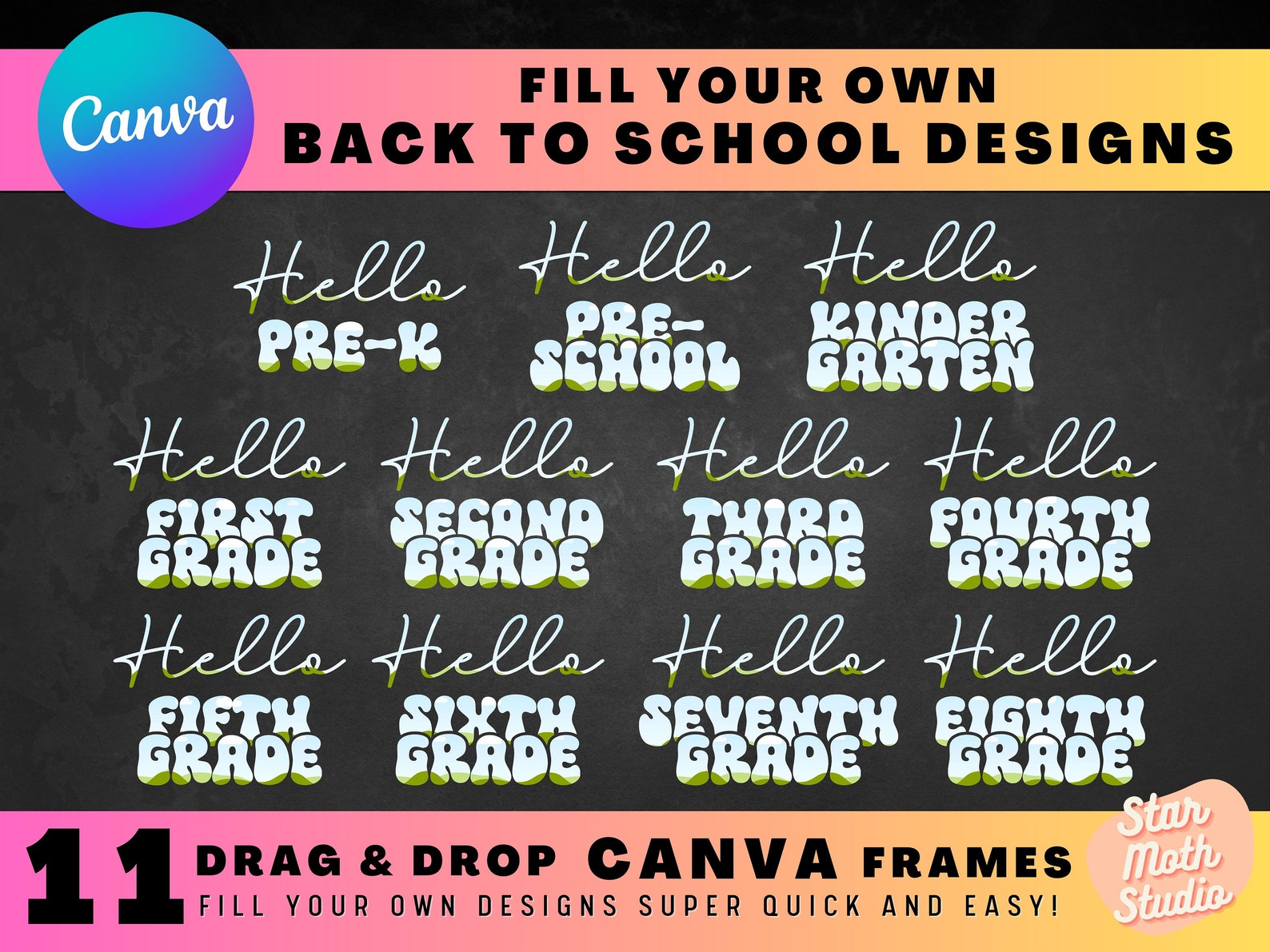 Back to School Canva Frames - Make Your Own Sublimation Designs on ...
