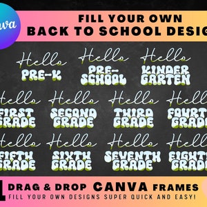 Back To School Canva Frames - Make Your Own Sublimation Designs on Canva With Easy Drag and Drop Editable Canva Frame Template Bundle