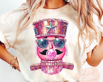 Sparkly Nutcracker Christmas Png: Retro Glitter Sublimation Design (Digital Download)