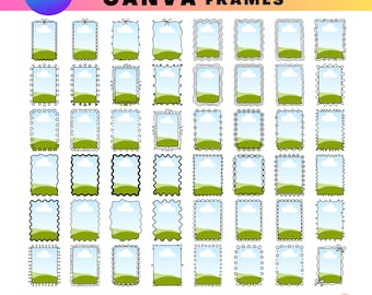 Editable Canva Frame Template, Coquette Doodle Outline Border, Drag & Drop Frames Bundle, Digital Photo Inserts