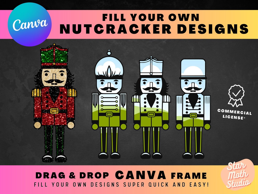 Christmas Nutcrackers CANVA FRAMES, Easy Drag and Drop Editable Canva