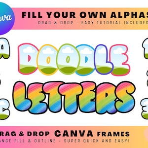 CANVA LETTERS ALPHASET - Fill Your Own, Drag and Drop, Fillable Alphabet Bundle, Editable Font, Make Your Own Png, Canva Frame Designs