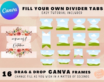 Make Your Own Planner Divider TABS on CANVA, Custom Canva Frames, Drag and Drop Canva Template, Index Tabs, Journal Tabs, Bible Tabs