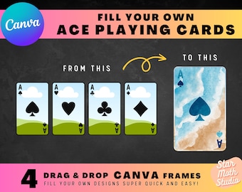 Ace-speelkaarten canva frames-bundel - eenvoudige ontwerpelementen slepen en neerzetten, digitale sublimatie png-pokerkaarten, partygames