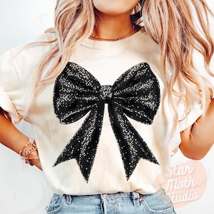 Coquette Black Sparkly Bow PNG File, Black Glitter Bow Png, Glitter Sublimation Design, Halloween Bow Png, Spooky Season Png, Fall Png
