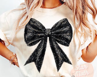 Coquette Black Sparkly Bow PNG File, Black Glitter Bow Png, Glitter Sublimation Design, Halloween Bow Png, Spooky Season Png, Fall Png