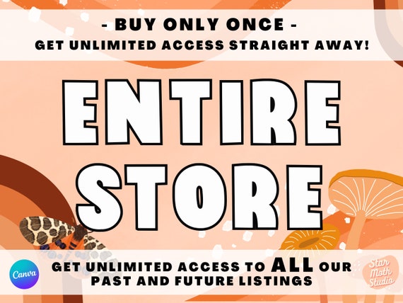 ENTIRE STORE - All Past and Future Designs Included, Whole Etsy Shop, Google Drive Access, All CANVA Frames, Letters & Sublimation Designs