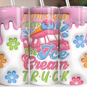Inflated Tumbler Wrap For Summer PNG 3D Tumbler Design Sublimation Digital Download Cute Bright Colorful Ice Cream 20oz Skinny Tumbler Wrap