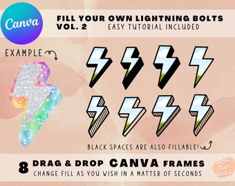Marcos CANVA: rellene sus propios relámpagos en CANVA con foto y fondo, diseño editable, sublimación digital PNG fácil de arrastrar y soltar