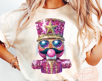 Sparkly Nutcracker Christmas Png: Retro Glitter Sublimation Design (Digital Download)