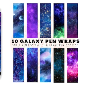GALAXY NEBULA Pen Wraps, Pen Wrap PNG, Printable Waterslide Sublimation Design, Epoxy Pen Wrap Bundle, Waterslide Wraps For Pens
