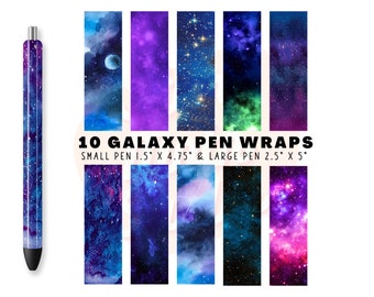 GALAXY NEBULA Pen Wraps, Pen Wrap PNG, Printable Waterslide Sublimation Design, Epoxy Pen Wrap Bundle, Waterslide Wraps For Pens
