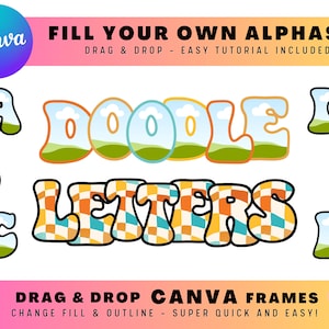 CANVA CARTAS ALPHASET - Preencha suas próprias letras, arraste e solte, pacote de alfabeto preenchível, fonte editável, faça suas próprias letras bacanas, designs Canva