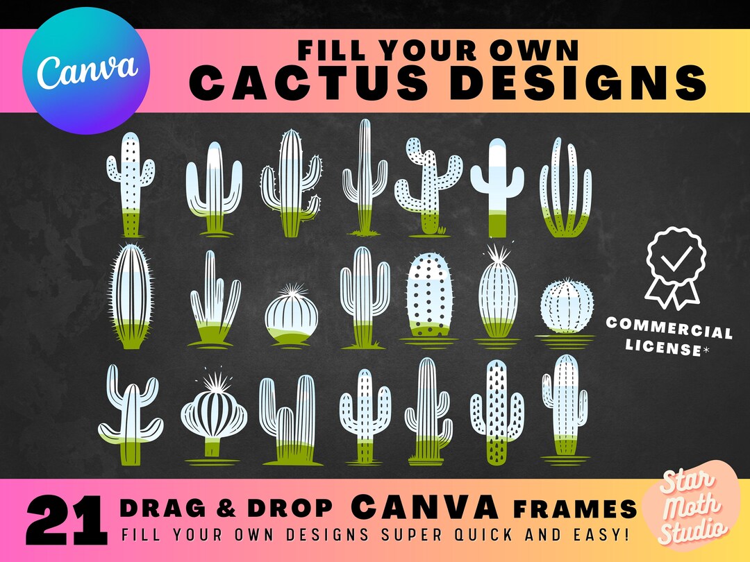 Cactus and Succulent CANVA FRAMES, Easy Drag and Drop Editable Canva ...