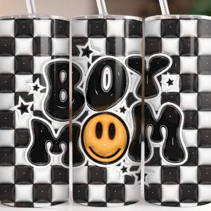3D gonfiato retrò scacchiera ragazzo mamma 20 once Tumbler Wrap, tumbler Design sublimazione, PNG Download digitale 20 once Tumbler Wrap per le mamme