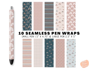 BOHO Pen Wraps, Muted Pastel Color Pen Wrap PNG, Pen Wrap Sublimation Designs, Epoxy Pen Wrap Bundle, Pen Wrap Waterslide, Seamless Pen Wrap