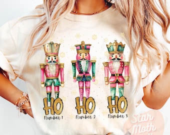 Christmas Nutcrackers Png, Funny Ho Ho Ho Png, Nutcracker Friends Pink Gold and Green, Retro Nutcrackers, Ho Ho Ho Merry Christmas Pun Shirt