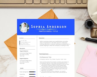 Professional Resume Template Design, Editable Resume, Modern Resume Template for Google Docs, Cover Letter, Word Pages, Mac,PC