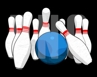 PNG für Print on Demand und mehr " Bowling " mit transparentem Hintergrund