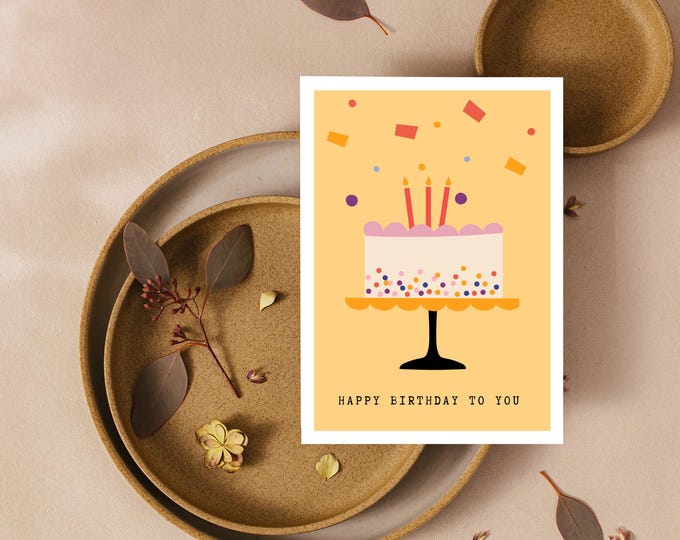 Featured listing image: Funny Birthday Cards Set: Cat, Goose, Cake Designs (PNG Digital Download)