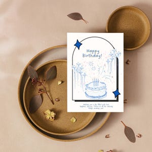 Cartão de aniversário para impressão: design moderno, download instantâneo