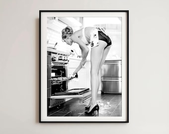 Lámina artística de cocina colorida: Ilustración de una chef (descarga digital)