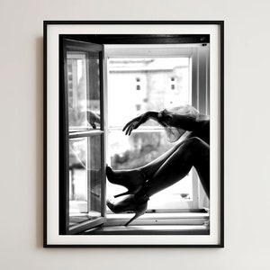 High Heel Fashion Poster - Black and White Window Art Print for Girls Room Decor - Fashionista Glam - 8x10 Print