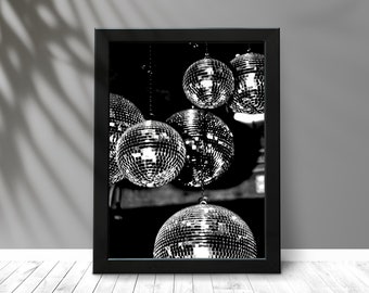 Disco Ball Print: Retro Black and White Photo (Digital Download)