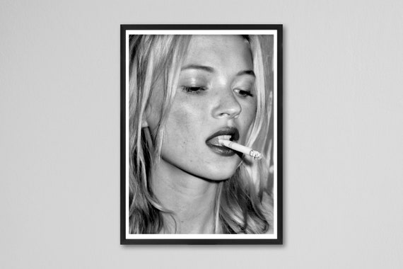 Kate Moss Smoking Photo Print, Vintage Fashion Poster (digital Download)