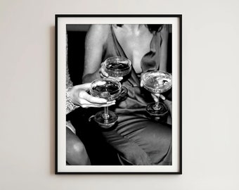 Vintage Feminist Cocktail Print: Black and White Bar Cart Art (Digital Download)