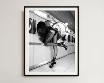 Funny Laundry Room Art: Woman in Heels, Vintage Photo Print (Digital Download)