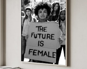 Póster feminista El futuro es femenino Arte mural vintage Descarga digital / Regalo para el Día de la Mujer Decoración feminista Voto femenino Arte mural