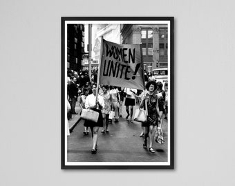 Lámina vintage "Mujeres unidas": Arte mural feminista (Descarga digital)