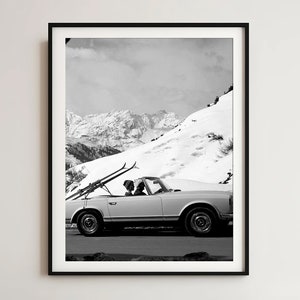 Vintage Ski Photo Print Digital Download, Printable Mountain Ski Poster, Ski Home Decor Wall Art, Retro Ski Wall Decor for Cabin or Lodge