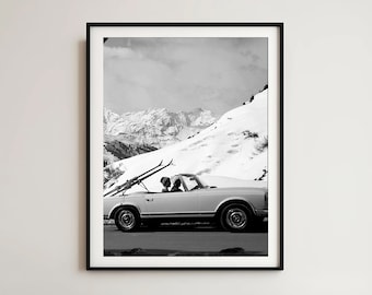 Vintage Ski Car Photo Print: Mountain Home Decor (Digital Download)