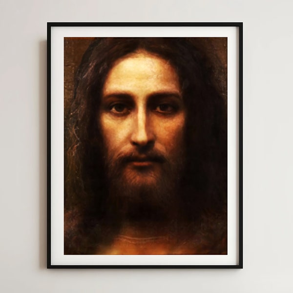 Vrai visage de Jésus, art de Jésus, impression de Jésus, art du Christ, cadeaux chrétiens, art mural chrétien, encadré moderne, impression imprimable, art mural de Jésus