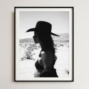 Desert Cowgirl, Vintage Film Photography, Country Western Aesthetic Wall Art Black And White, Cowgirl Digital Print, Western Cowgirl