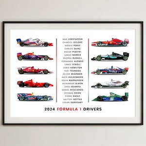 2024 Formula 1 Drivers Poster: F1 Car Wall Art (Digital Download)